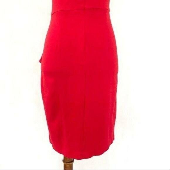 Calvin Klein Sleeveless Red Knit Side Peplum Dress - Picture 7 of 10